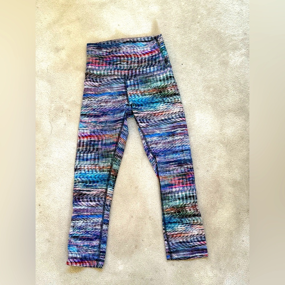 Lululemon Wunder Train High-Rise 21” Crop Sz 4 Digital Oasis White Multi LW6BF9S